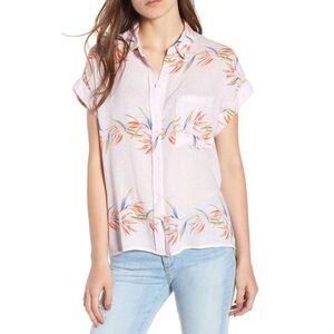 Rails Floral‎ Tropical Hawaiian Linen Blend Short Sleeve Shirt Top Size Medium